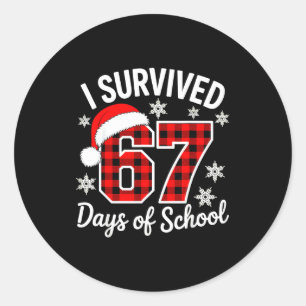 I Survived 67 Days Of School Christmas  Classic Round Sticker