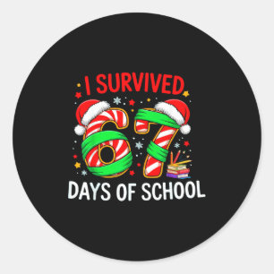 I Survived 67 Days Of School Christmas Classic Round Sticker