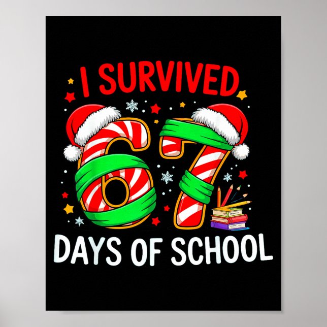 I Survived 67 Days Of School Christmas  Poster (Front)
