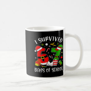I Survived 67 Days Of School Christmas Santa Teach Coffee Mug