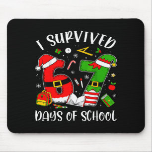 I Survived 67 Days Of School Christmas Santa Teach Mouse Pad
