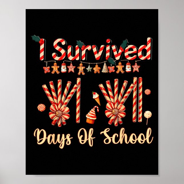 I Survived 67 Days Of School Christmas Teacher Can Poster (Front)