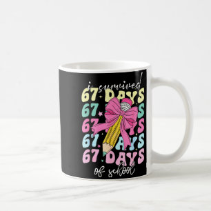 I Survived 67 Days Of School Coquette Bow Student  Coffee Mug