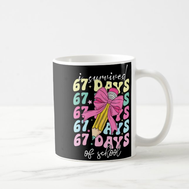 I Survived 67 Days Of School Coquette Bow Student  Coffee Mug (Right)