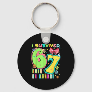 I Survived 67 Days Of School Coquette Bow Teachers Key Ring