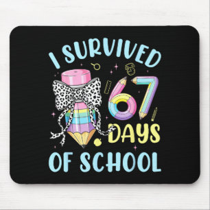 I Survived 67 Days Of School Cute Pastel Pencil Bo Mouse Pad