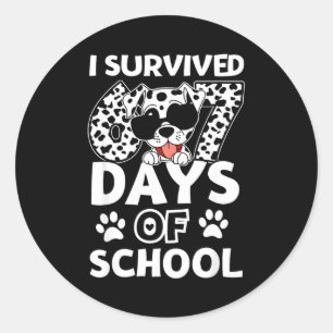 I Survived 67 Days Of School Dabbing Dalmatian Dog Classic Round Sticker