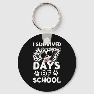 I Survived 67 Days Of School Dabbing Dalmatian Dog Key Ring