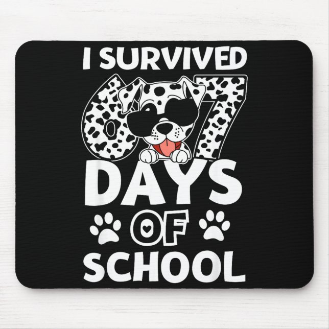 I Survived 67 Days Of School Dabbing Dalmatian Dog Mouse Pad (Front)