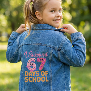 I Survived 67 Days of School Doughnut Funny Kids Denim Jacket