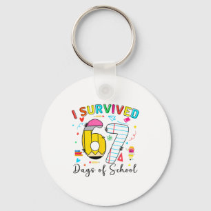 I Survived 67 Days Of School Fun Meme Six Seven 6- Key Ring