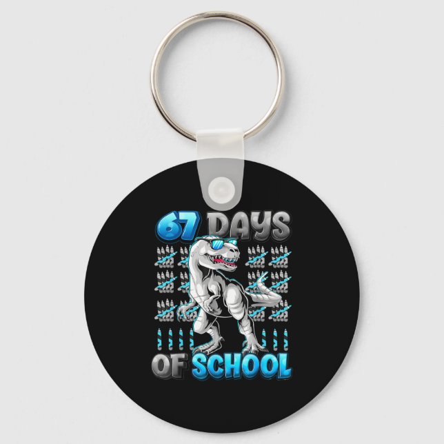 I Survived 67 Days Of School Funny 67 Meme Dinosau Key Ring (Front)
