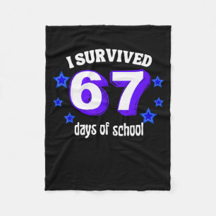 I Survived 67 Days Of School Funny 67 Meme Retro S Fleece Blanket