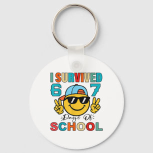 I Survived 67 Days Of School Funny 67 Meme Student Key Ring