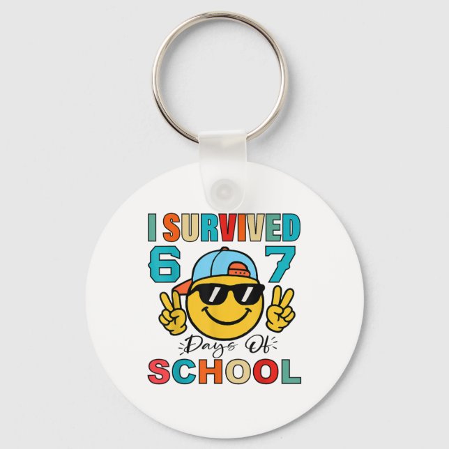 I Survived 67 Days Of School Funny 67 Meme Student Key Ring (Front)