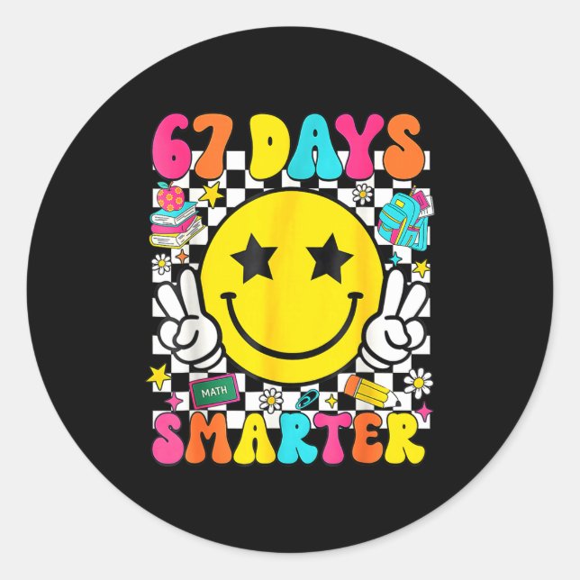 I Survived 67 Days Of School Funny 67 Meme Teacher Classic Round Sticker (Front)