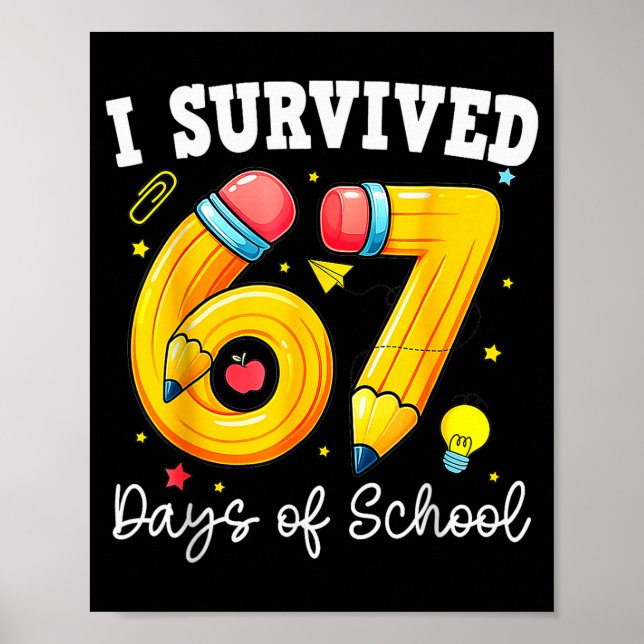I Survived 67 Days Of School Funny 67 Meme Teacher Poster (Front)