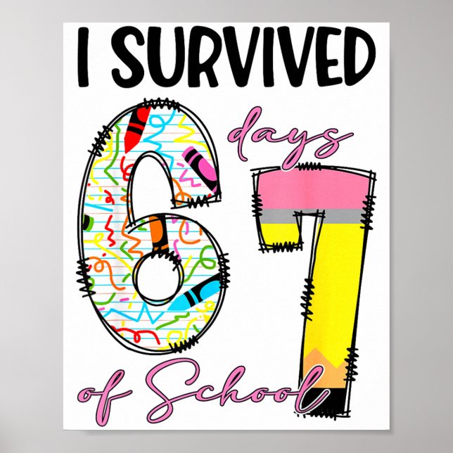 I Survived 67 Days Of School Funny 67 Meme Teacher Poster (Front)
