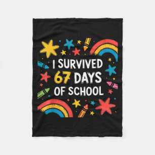 I Survived 67 Days Of School Funny 67 Teachers Stu Fleece Blanket