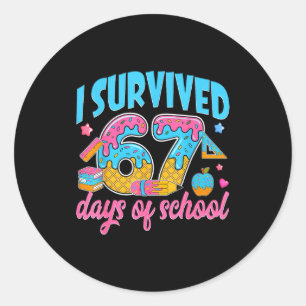 I Survived 67 Days Of School Funny 6 7 Meme Teache Classic Round Sticker