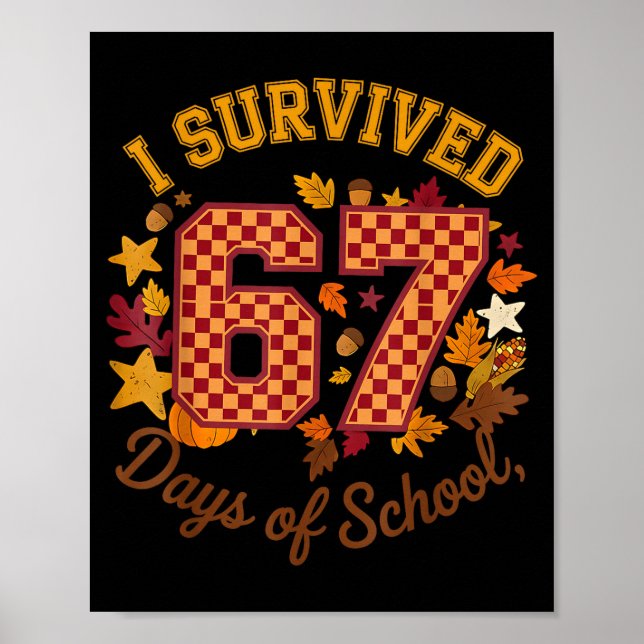 I Survived 67 Days Of School Funny 6 7 Teachers Th Poster (Front)