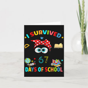 I Survived 67 Days Of School Funny Black Cat Six S Card