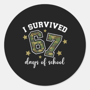 I Survived 67 Days Of School Funny Camo Six Seven Classic Round Sticker