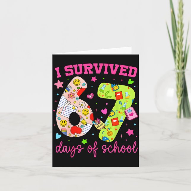 I Survived 67 Days Of School Funny Camouflage Boy  Card (Front)