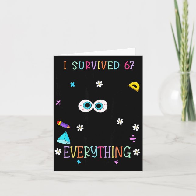 I Survived 67 Days Of School Funny Cat Six Seven M Card (Front)