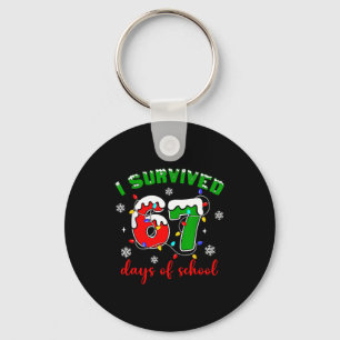 I Survived 67 Days Of School Funny Christmas Teach Key Ring