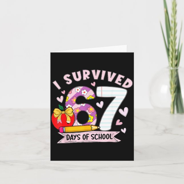 I Survived 67 Days Of School Funny Leopard Student Card (Front)