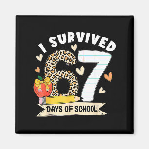 I Survived 67 Days Of School Funny Leopard Student Magnet