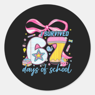 I Survived 67 Days Of School Funny Meme Kid Teache Classic Round Sticker