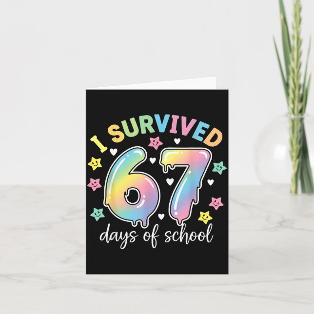 I Survived 67 Days Of School Funny Meme Teacher St Card (Front)