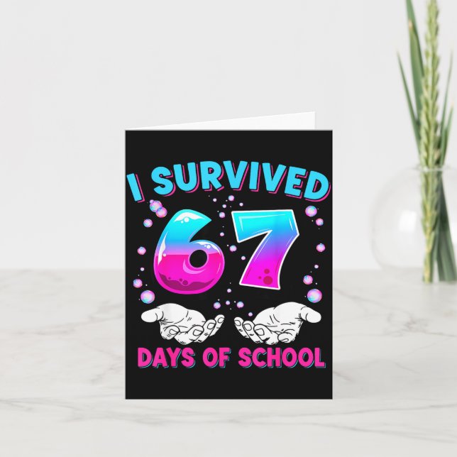 I Survived 67 Days Of School Funny Meme Teacher St Card (Front)