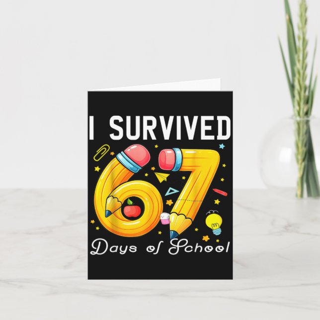 I Survived 67 Days Of School Funny Meme Teacher St Card (Front)