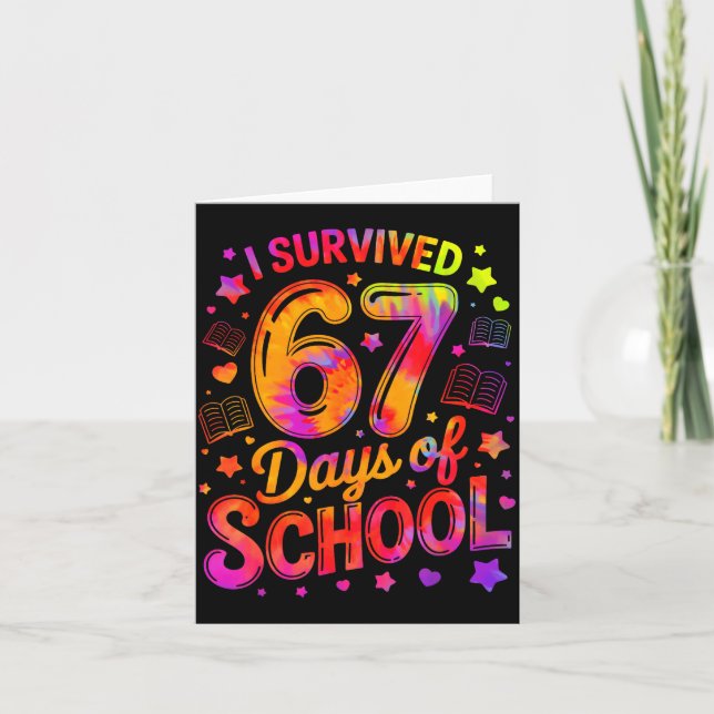 I Survived 67 Days Of School Funny Meme Teacher St Card (Front)