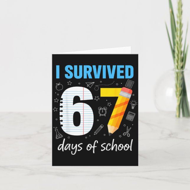 I Survived 67 Days Of School Funny Meme Teacher St Card (Front)