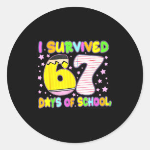 I Survived 67 Days Of School Funny Meme Teacher St Classic Round Sticker