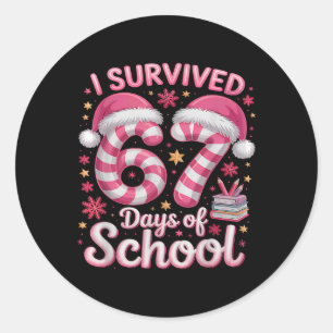 I Survived 67 Days Of School Funny Meme Teacher St Classic Round Sticker