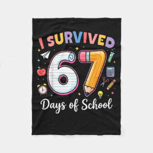 I Survived 67 Days Of School Funny Meme Teacher St Fleece Blanket