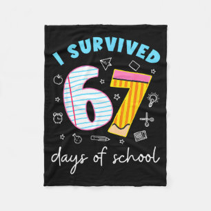 I Survived 67 Days Of School Funny Meme Teacher St Fleece Blanket