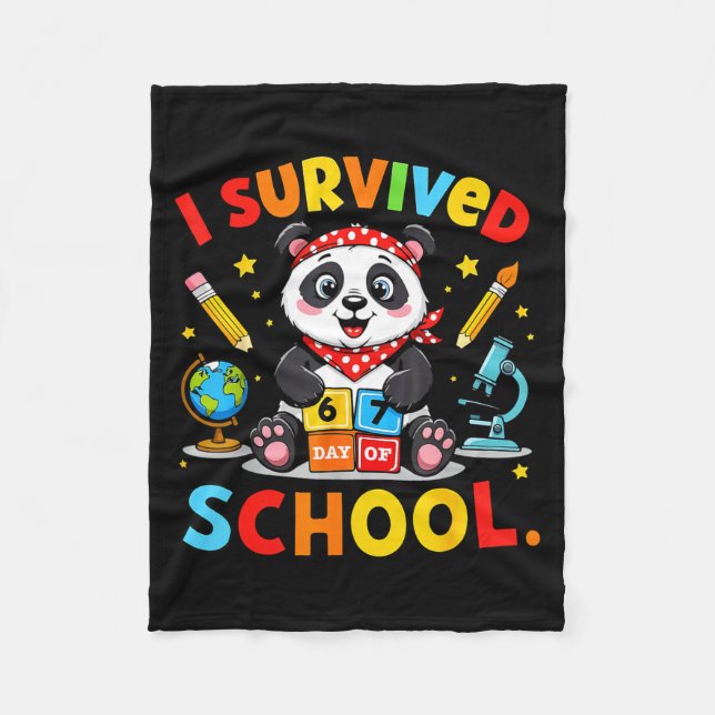I Survived 67 Days Of School Funny Meme Teacher St Fleece Blanket (Front)