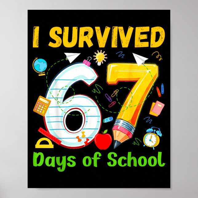 I Survived 67 Days Of School Funny Meme Teacher St Poster (Front)