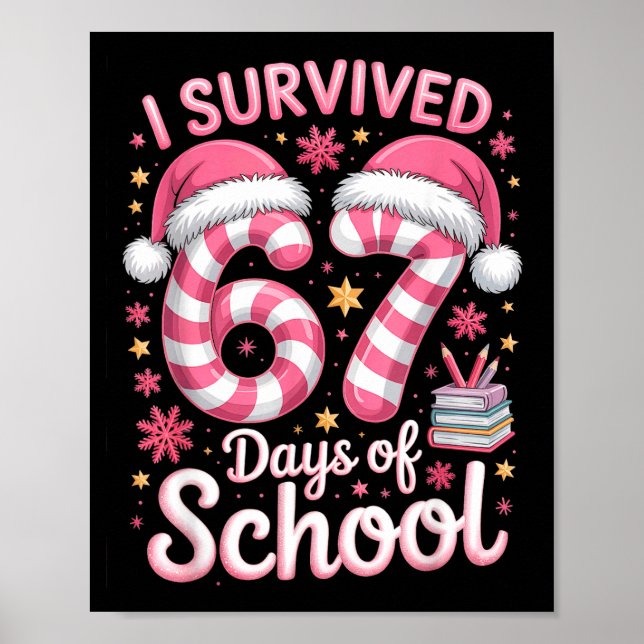 I Survived 67 Days Of School Funny Meme Teacher St Poster (Front)