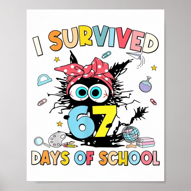 I Survived 67 Days Of School Funny Meme Teacher St Poster (Front)