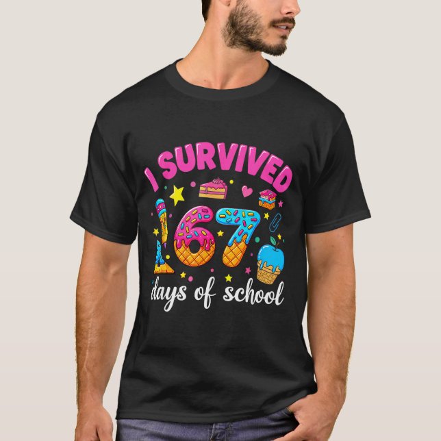 I Survived 67 Days Of School Funny Meme Teacher St T-Shirt (Front)
