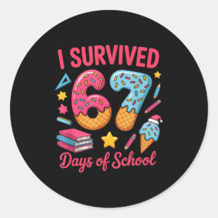 I Survived 67 Days Of School Funny Six Seven 6 7 M Classic Round Sticker