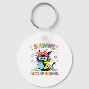I Survived 67 Days Of School Funny Six Seven 6 7 M Key Ring