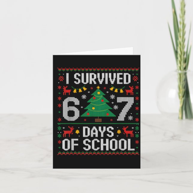 I Survived 67 Days Of School Funny Six Seven Meme  Card (Front)